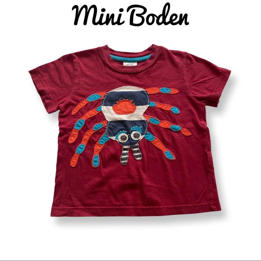 COPY - Mini Boden red spider big apliqué T shirt 2-3 Y British boys girls insec…